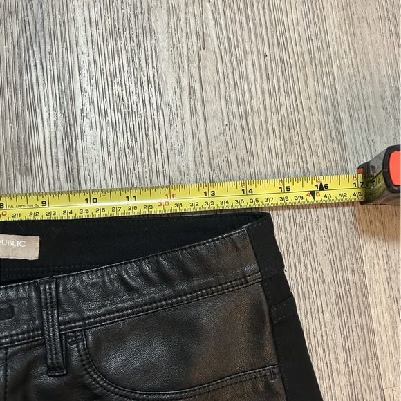 Banana Republic Black Sloan Skinny Pants With Faux Leather Front. Ankle Zippers - Picture 10 of 12